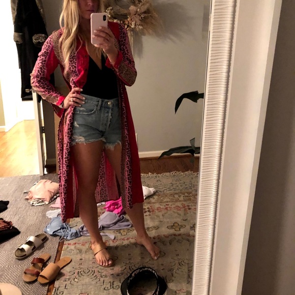 Anthropologie Dresses & Skirts - Pink and red patterned Kimono or dress